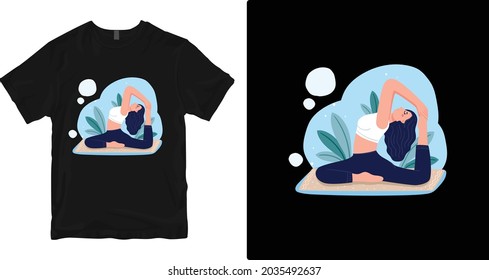 yoga_3 t-shirt design. Vector print, typography, Halloween, poster, print, emblem. Global swatches.