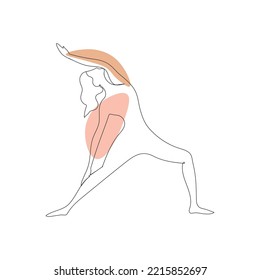 Yoga.Minimalist style vector design illustration.Yoga position one line drawing.Relax. Meditation.Continuous one line drawing.Hand-drawn contour lines.
