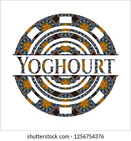 Yoghourt arabesque style badge. arabic decoration.