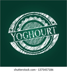 Yoghourt chalk emblem written on a blackboard