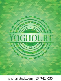 Yoghourt green mosaic emblem. Vector Illustration. Detailed.