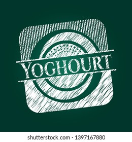 Yoghourt written on a chalkboard. Vector Illustration. Detailed.