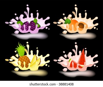 yoghurt with fresh fruit on a background for design