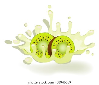 yoghurt with fresh kiwi on a white background