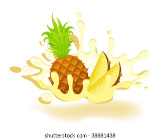yoghurt with fresh pineapple on a background for design