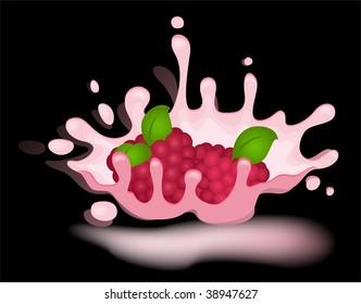 yoghurt with fresh raspberry on a background for design