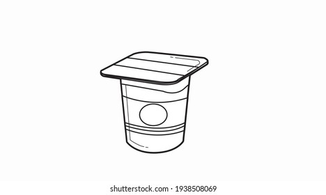 Yoghurt icon. Vector black and white isolated illustration of a Yoghurt