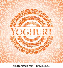 Yoghurt orange mosaic emblem with background