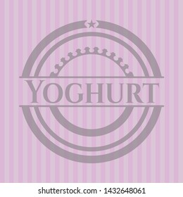 Yoghurt retro style pink emblem. Vector Illustration. Detailed.