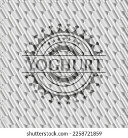 Yoghurt silver color badge or emblem. Scales pattern. Vector Illustration. Detailed. 