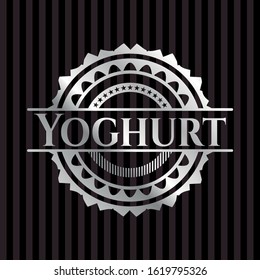 Yoghurt silvery badge or emblem. Vector Illustration. Mosaic.