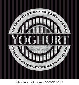 Yoghurt silvery badge. Vector Illustration. Mosaic.
