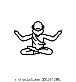 Yogi Baba Outline Icon, Vector illustration