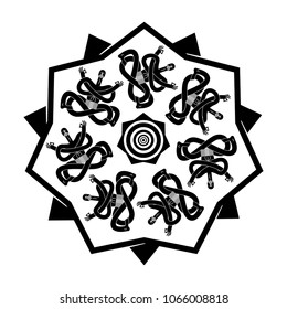 Yogi doodle. Emblem for yoga school. Indian yoga in turban. Relaxation and meditation. spiritual, mental and physical practices.
