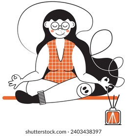 Yogi girl incense stick lotus pose vector image