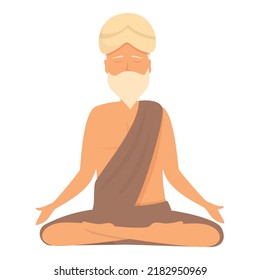 Yogi Man Icon Cartoon Vector. Indian Yoga. Happy Pose