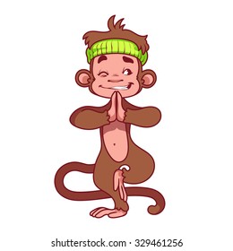 Yogi Monkey. Symbol of 2016 - a monkey. Vector Cartoon character on a white background.