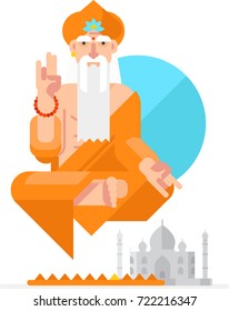 Yogi in the style of the cartoon. Isolated object on white background. Vector illustration. Flat vector illustration. Characters design.