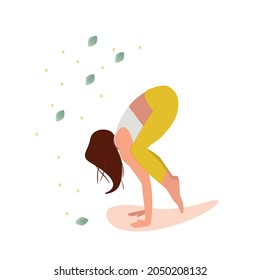 Yogi Woman Doing Yoga Exercises on Mat at Studio. Fitness, Sport and Healthy Lifestyle Concept, Workout , Flat Illustration	
