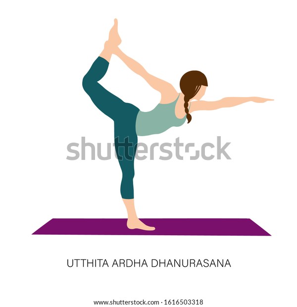 Yogi Woman Utthita Ardha Dhanurasana Half Stock Vector (Royalty Free ...