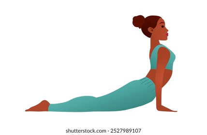 Yogini in Cobra Pose Bhujangasana Backbend Yoga Stretch Vector Illustration