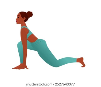 Yogini em Equestrian Pose, Ashwa Sanchalanasana. Ilustração vetorial de um pulmão baixo