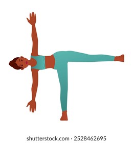 Iogini em meia lua Pose Ardha Chandrasana Equilíbrio de pé Ioga Ilustração Vetor