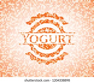 Yogurt abstract orange mosaic emblem with background