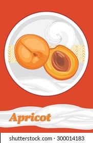 Yogurt apricot. Label for wrapping. Vector