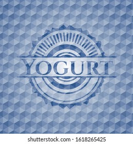 Yogurt blue hexagon badge. Vector Illustration. Detailed.