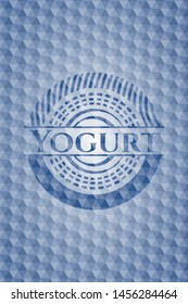 Yogurt blue polygonal badge. Vector Illustration. Detailed.