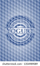 Yogurt blue polygonal emblem.