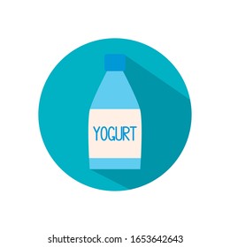 yogurt bottle flat style icon design, Drink dairy beverage breakfast fresh natural healthy product and calcium theme Vector illustration