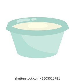 Yogurt in a bowl illustration on white background.