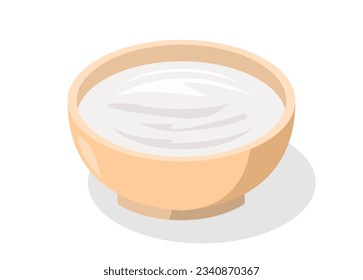 Yogurt in a bowl. Simple flat illustration 