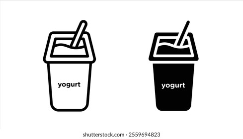 Yogurt container Icon collection in filled and stroke style.