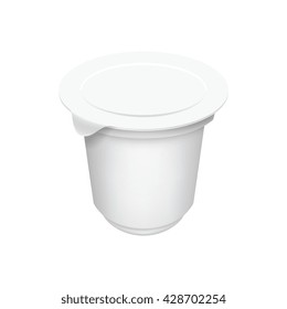 Yogurt container isolated on white background. Blank box ice cream or dessert.