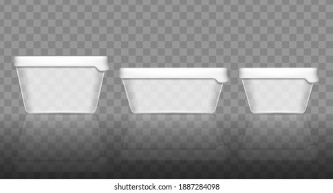 Yogurt container packaging mockup. Isolated realistic yoghurt mockup template packaging icon set different shapes and volume
