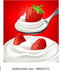 yogurt cream with fresh strawberry