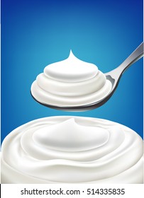 Yogurt Cream On Spoon