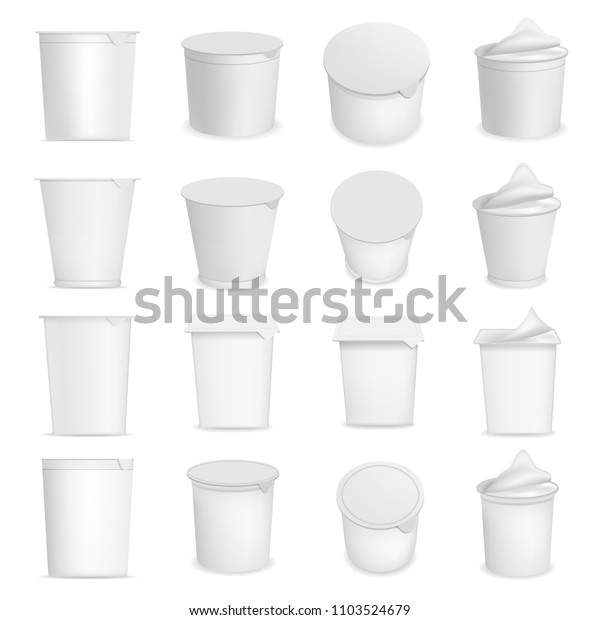 Yogurt Cup Box Dessert Packaging Mockup Stock Vector (Royalty Free