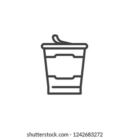 Yogurt cup outline icon. linear style sign for mobile concept and web design. Plastic cup yogurt simple line vector icon. Symbol, logo illustration. Pixel perfect vector graphics