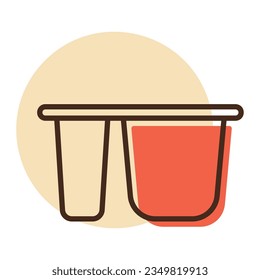 taza de yogur, icono del vector del contenedor de plástico. Signo de producto lácteo. Símbolo gráfico para cocinar diseño de sitio web y aplicaciones, logotipo, aplicación, interfaz de usuario