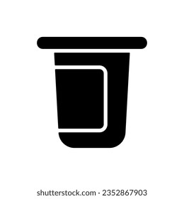 Yogurt cup, plastic container vector glyph icon. Dairy product sign. Graph symbol for cooking web site and apps design, logo, app, UI