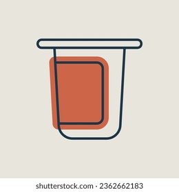 taza de yogur, icono del vector del contenedor de plástico. Signo de producto lácteo. Símbolo gráfico para cocinar diseño de sitio web y aplicaciones, logotipo, aplicación, interfaz de usuario