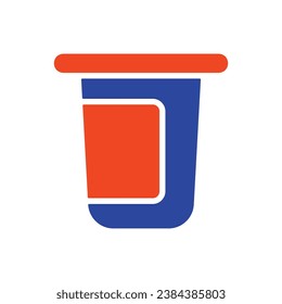 Yogurt cup, plastic container vector icon. Dairy product sign. Graph symbol for cooking web site and apps design, logo, app, UI