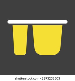 Yogurt cup, plastic container vector on dark background icon. Dairy product sign. Graph symbol for cooking web site and apps design, logo, app, UI