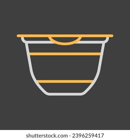 Yogurt cup, plastic container vector on dark background icon. Dairy product sign. Graph symbol for cooking web site and apps design, logo, app, UI