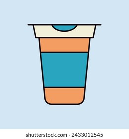 Yogurt cup, plastic container vector icon. Dairy product sign. Graph symbol for cooking web site and apps design, logo, app, UI
