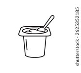 Yogurt Cup with Spoon Resting on Rim, Fresh Dairy Snack